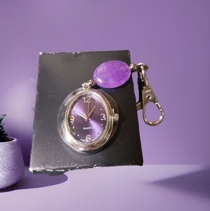clip on quartz amethyst watch